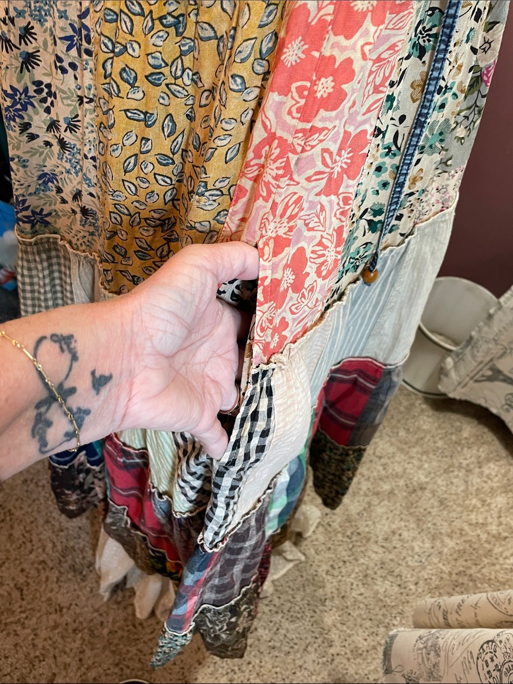 Boho Patchwork Hooded Long Duster /Dress - Multicolor Young Threads - Picture 13 of 17